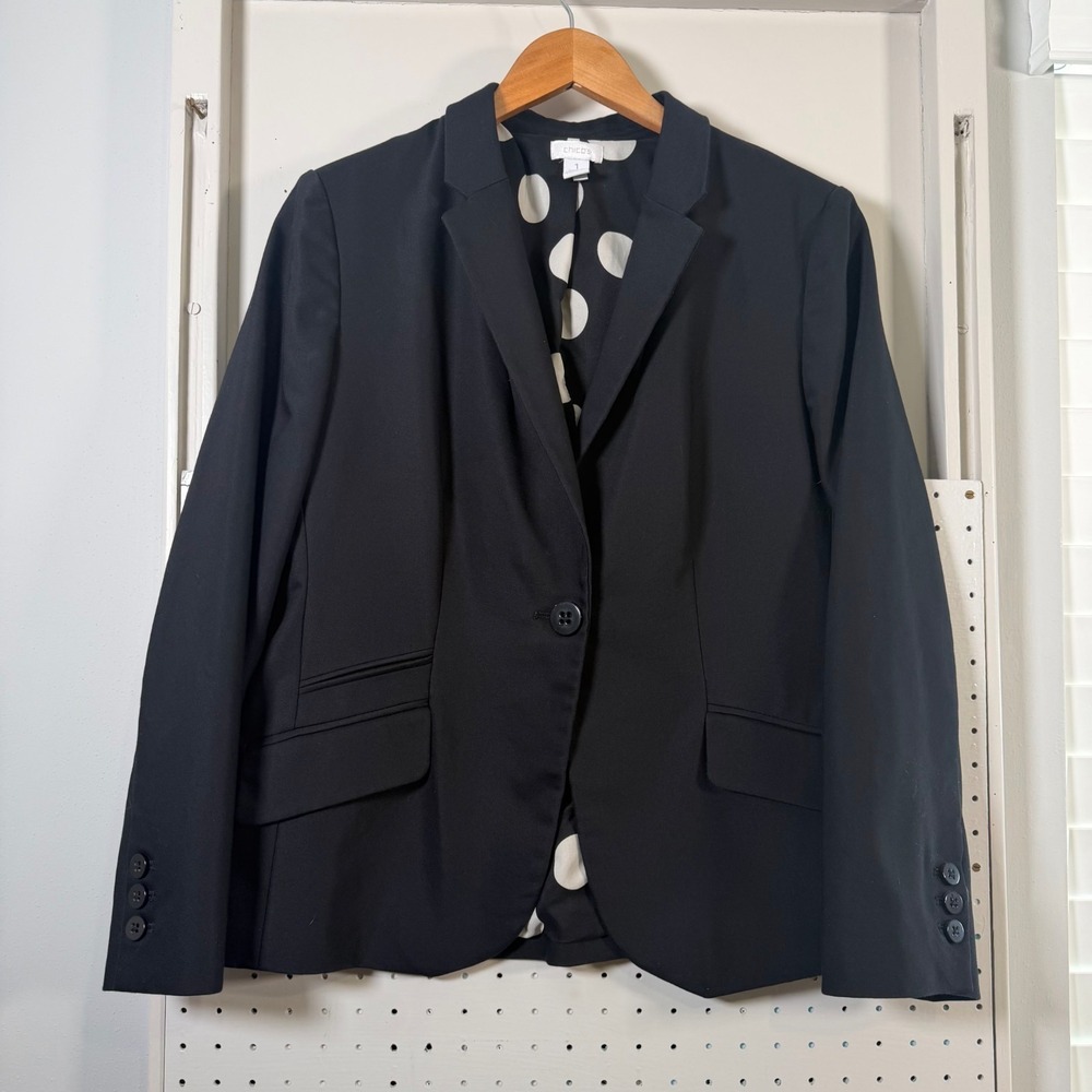 Chico's Blazers Women's Black  Career Business One-Button Pockets Jacket Medium‎